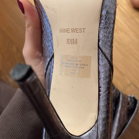 Nine West Metallic silver croc slouchy booties - Picture 3 of 5